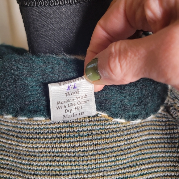 VINTAGE YARINA WOOL WOLF PRINT ZIP UP CARDIGAN - Picture 11 of 12